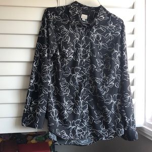 Black floral button down